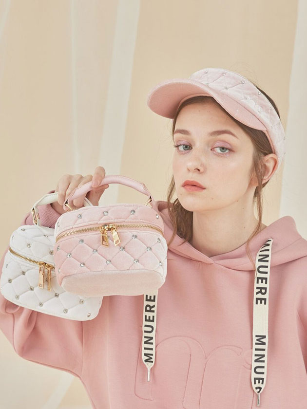 ミヌエール ビジューベロアサンバイザー min-008（ピンク