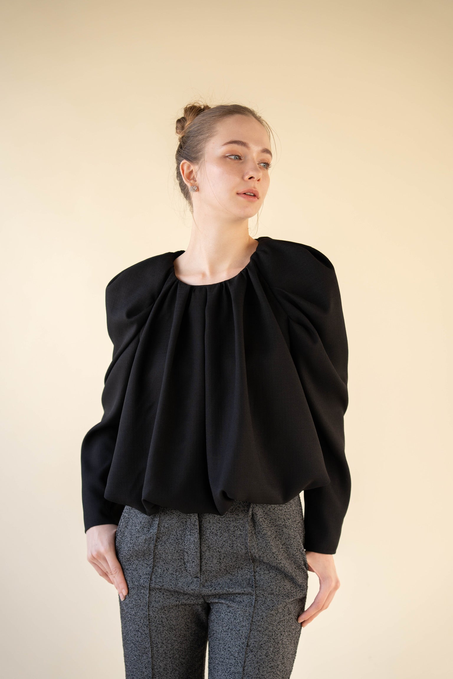 drape puff sleeve tops – Acka online store