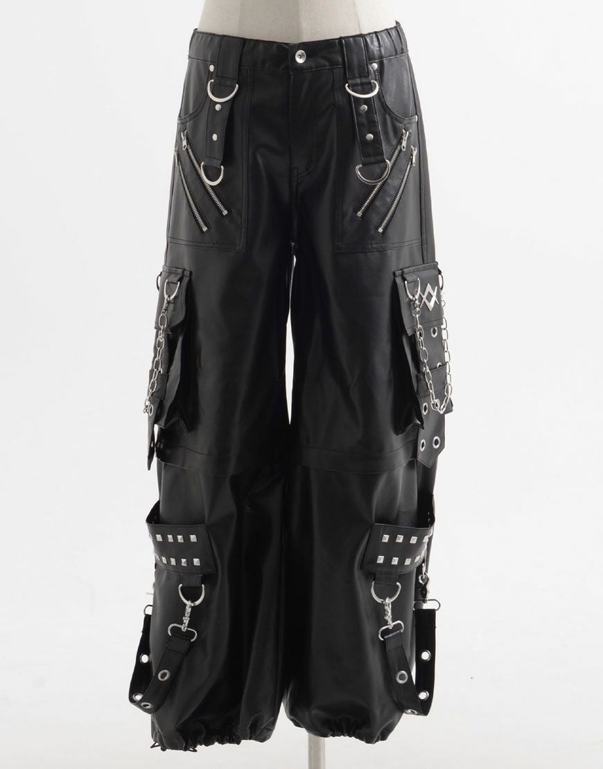 REFLEM【レフレム】2WAYワイドボンテージPUレザーパンツ/全1色