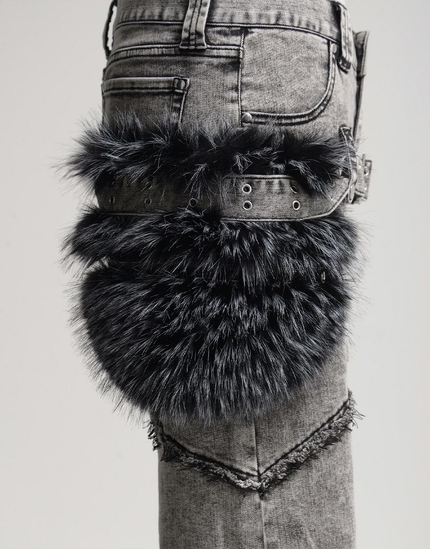 REFLEM【レフレム】ファーポーチベルト付フレアデニム/全2色