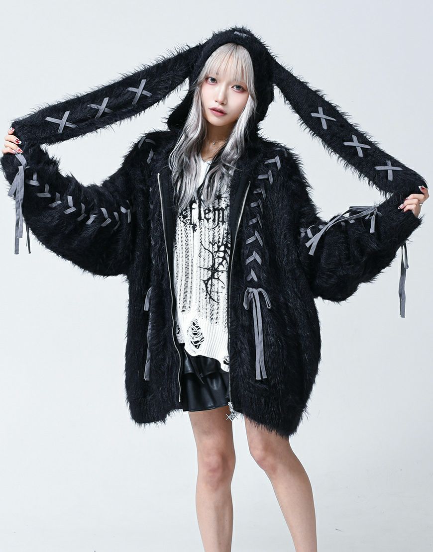 REFLEM【レフレム】ファー付きジップニットカーディガン/全2色