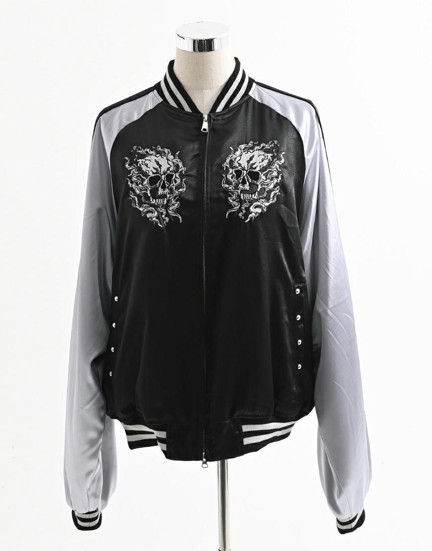 REFLEM【レフレム】スカル刺繍闇艶スカジャン/全2色