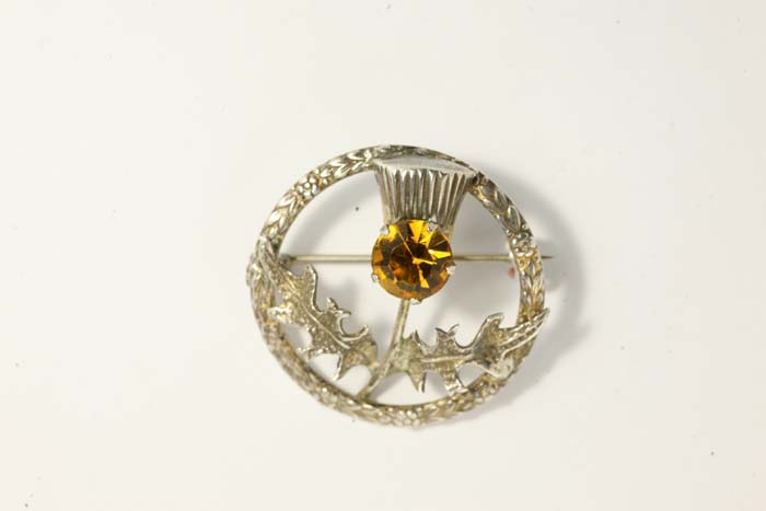 シルバー〉刻印1950-60sスコットランドの国花アザミブローチ- 英国