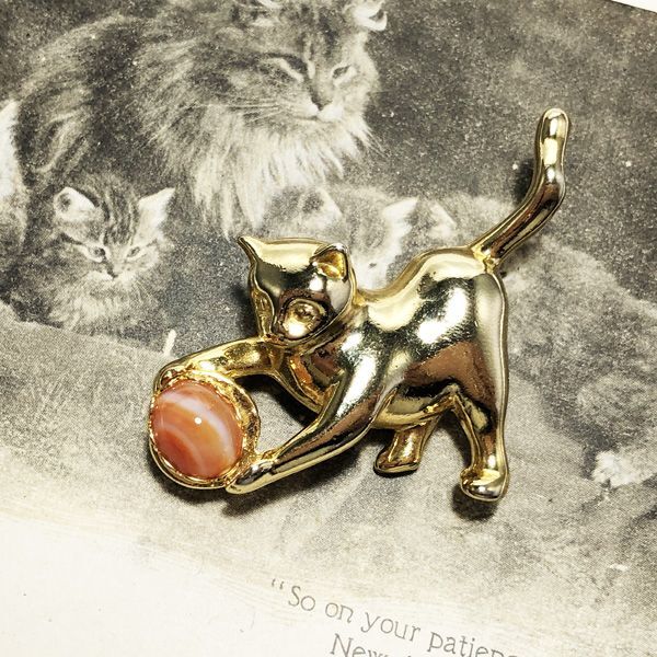 ヴィンテージジュエリー 猫ブローチ|ACTON ANTIQUES英国アンティーク