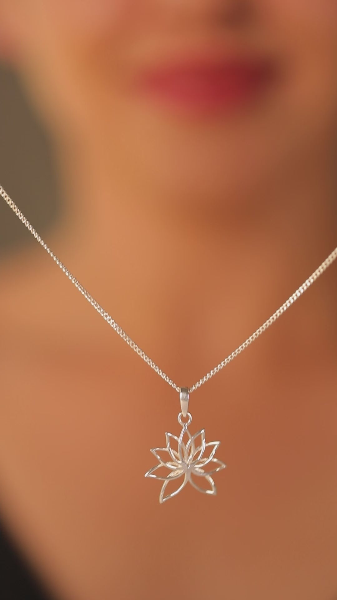 Lotus Charm Necklace – 92.5 Silver | House of Aadyaa
