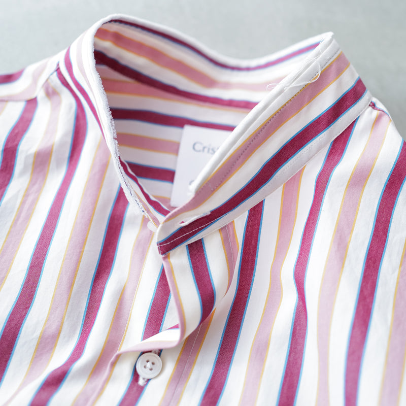 SALVATORE PICCOLO×CRISTASEYA MAO SHIRT W/FRINGED COLLAR PINK – ABOUT