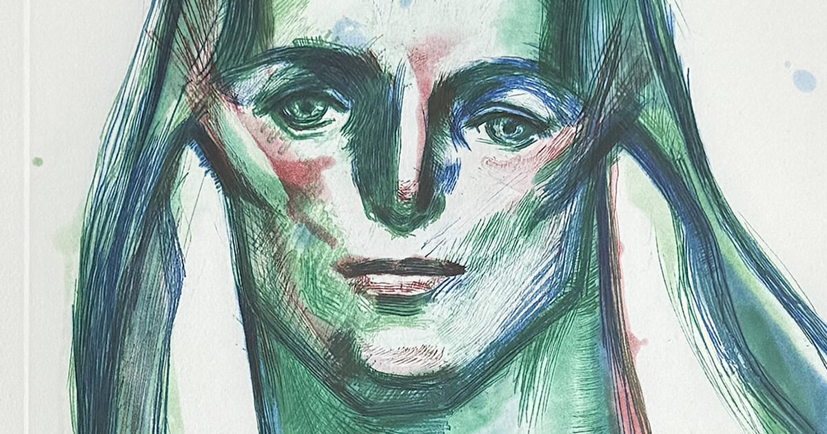 舟越桂「緑のスフィンクス」2008年/ソープグランドアクアチント/絵画販売