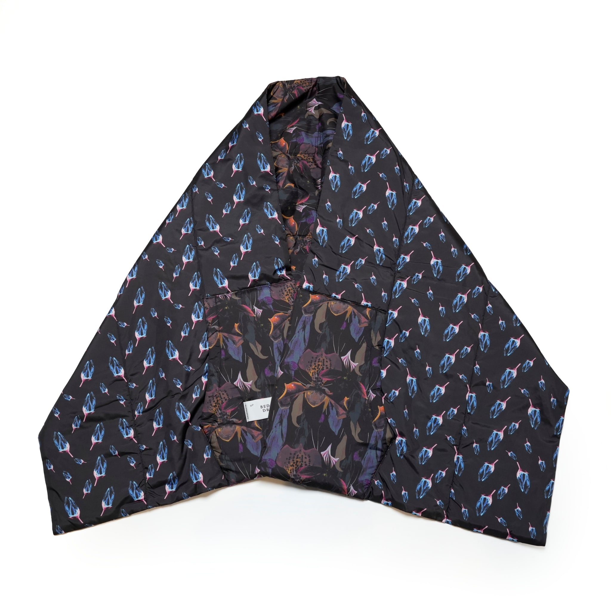 BSD24AW-02_BLACK | Flower Down Stole | Color:Black【BEDSIDEDRAMA_