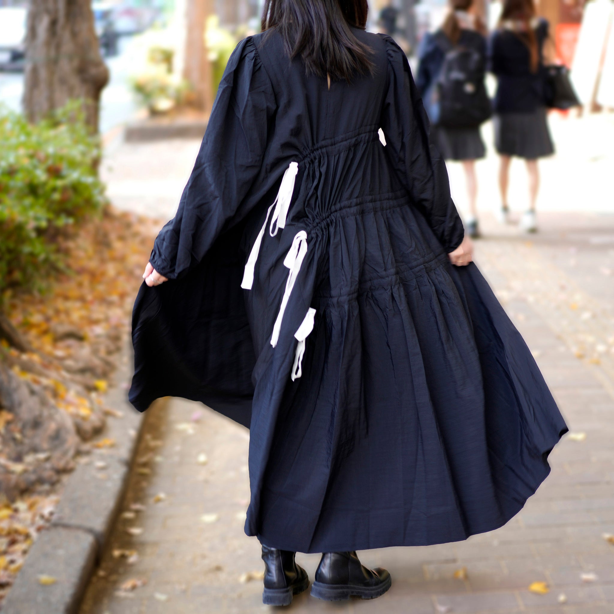 31GH00DRG931BLK | Campbell Ruched Midi Dress | Color:Black