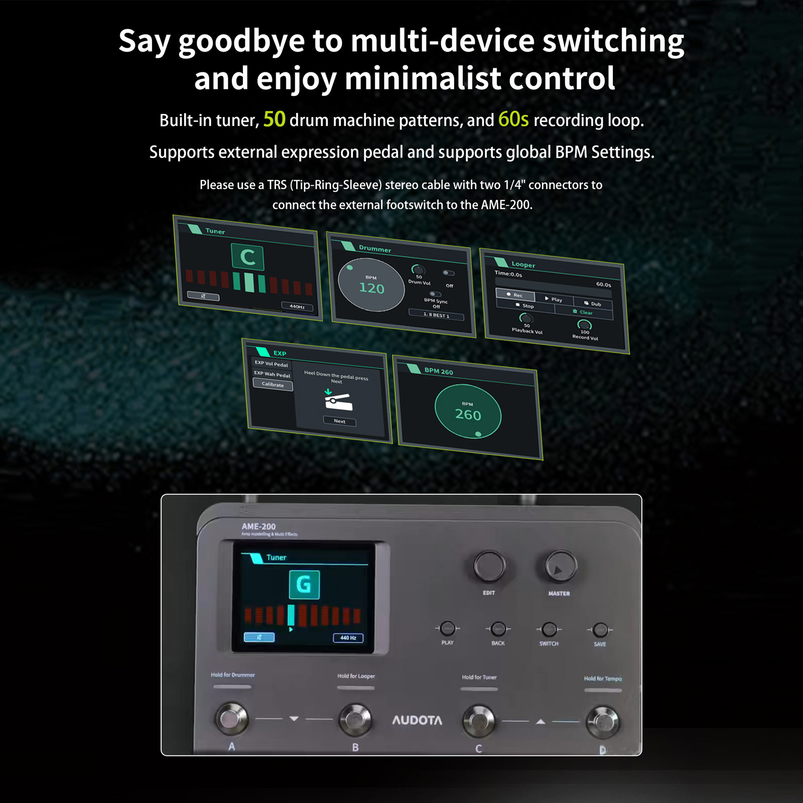 Udota Ame 200 ギター マルチエフェクター チューナー ドラム ルーパー