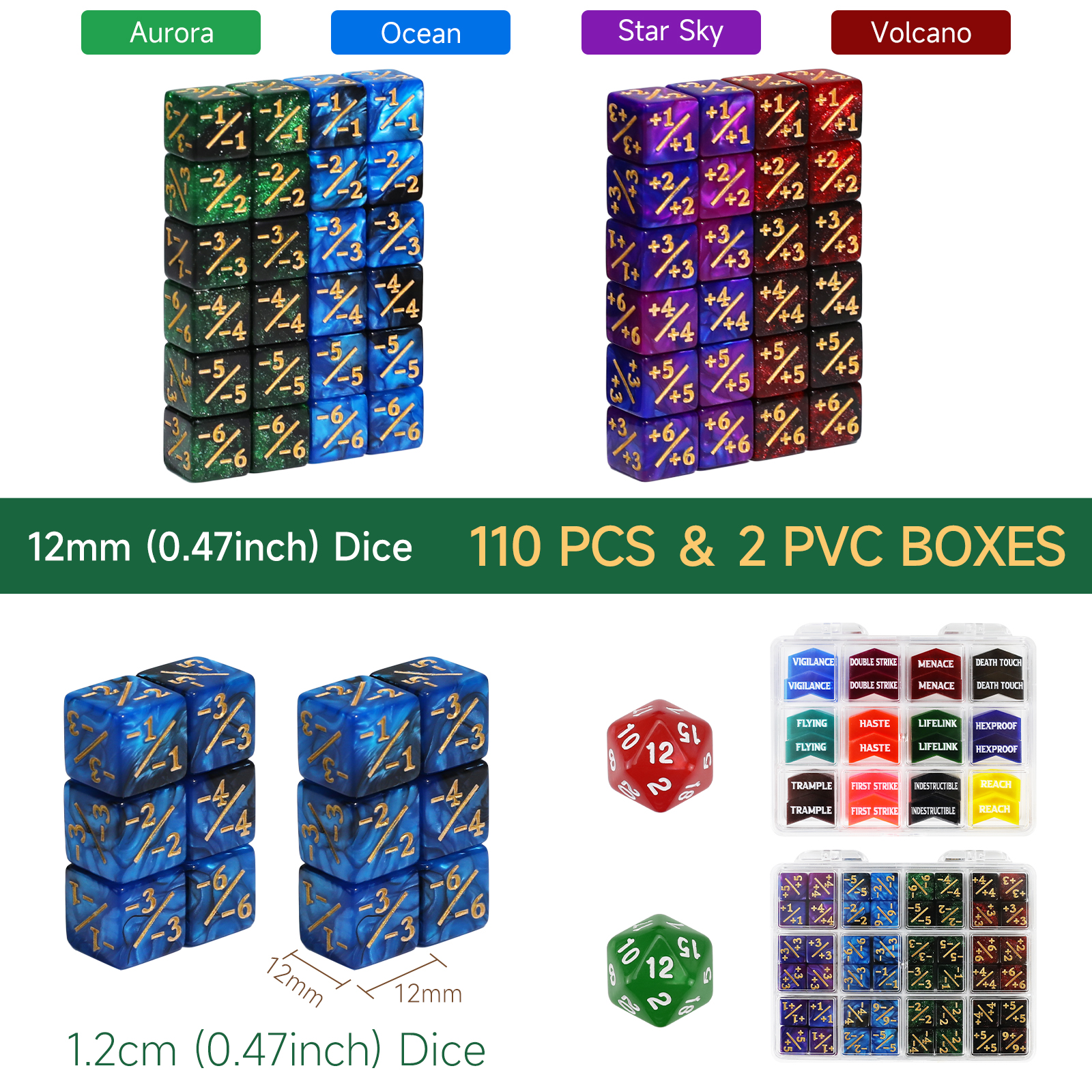 110個入りMTGダイストークンセット キーワードカウンター +1/+1 & -1