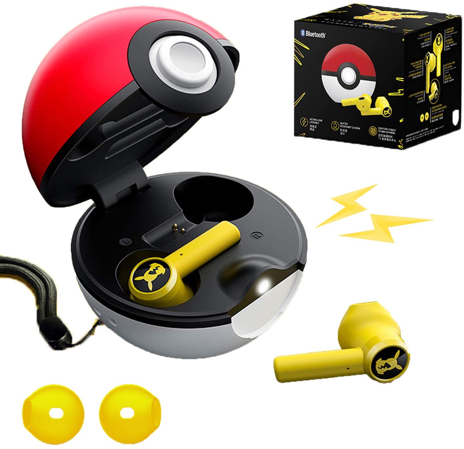 Razerポケモンpikachu真のワイヤレスBluetoothイヤホン2つスポーツ