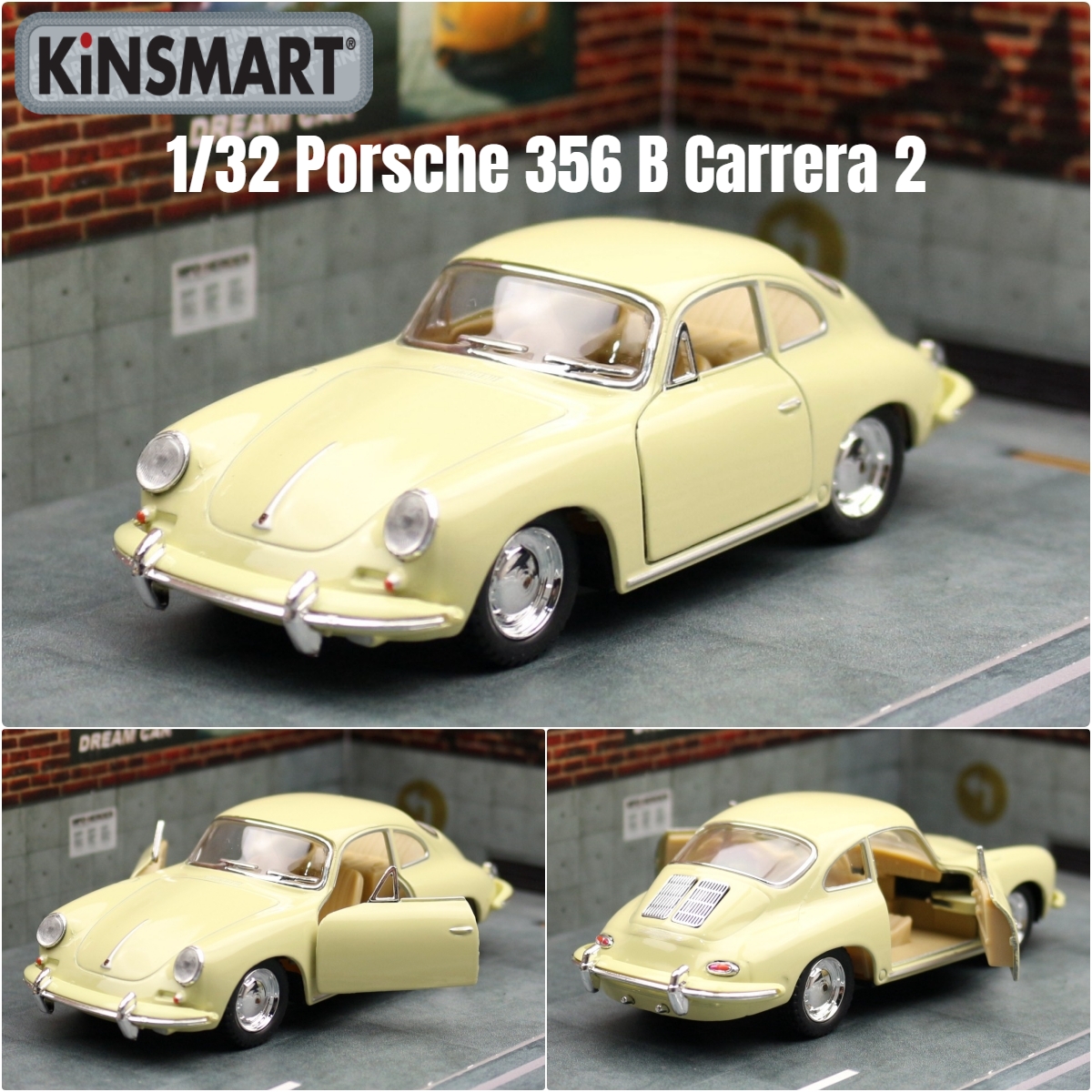 KiNSMART おもちゃの車モデル 1/32 ポルシェ 356 B カレラ 2