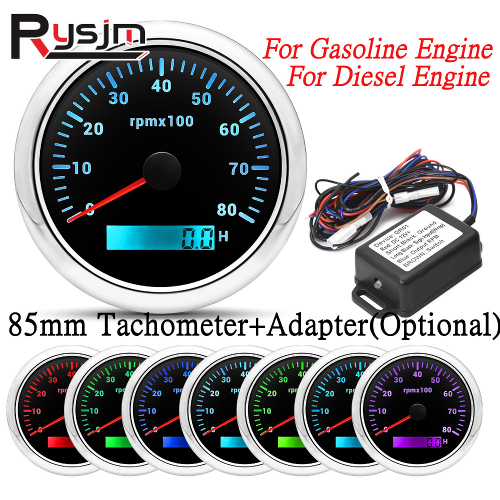 12V/24V 85mm タコメーター タコメーター RPM 信号アダプター
