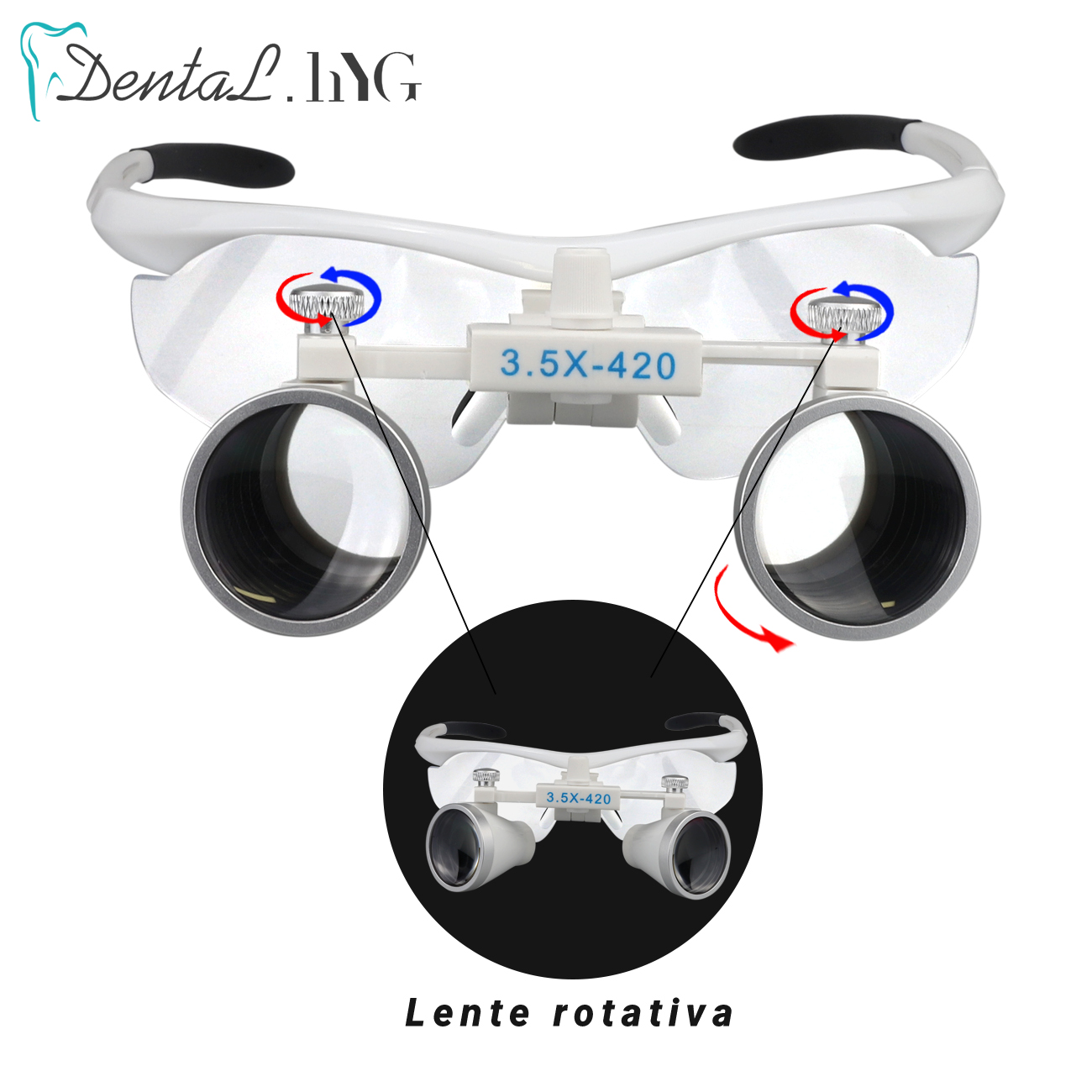 歯科用ルーペ拡大鏡lab医療倍率双眼2.5/3.5x420ヘッドライトランプ5w