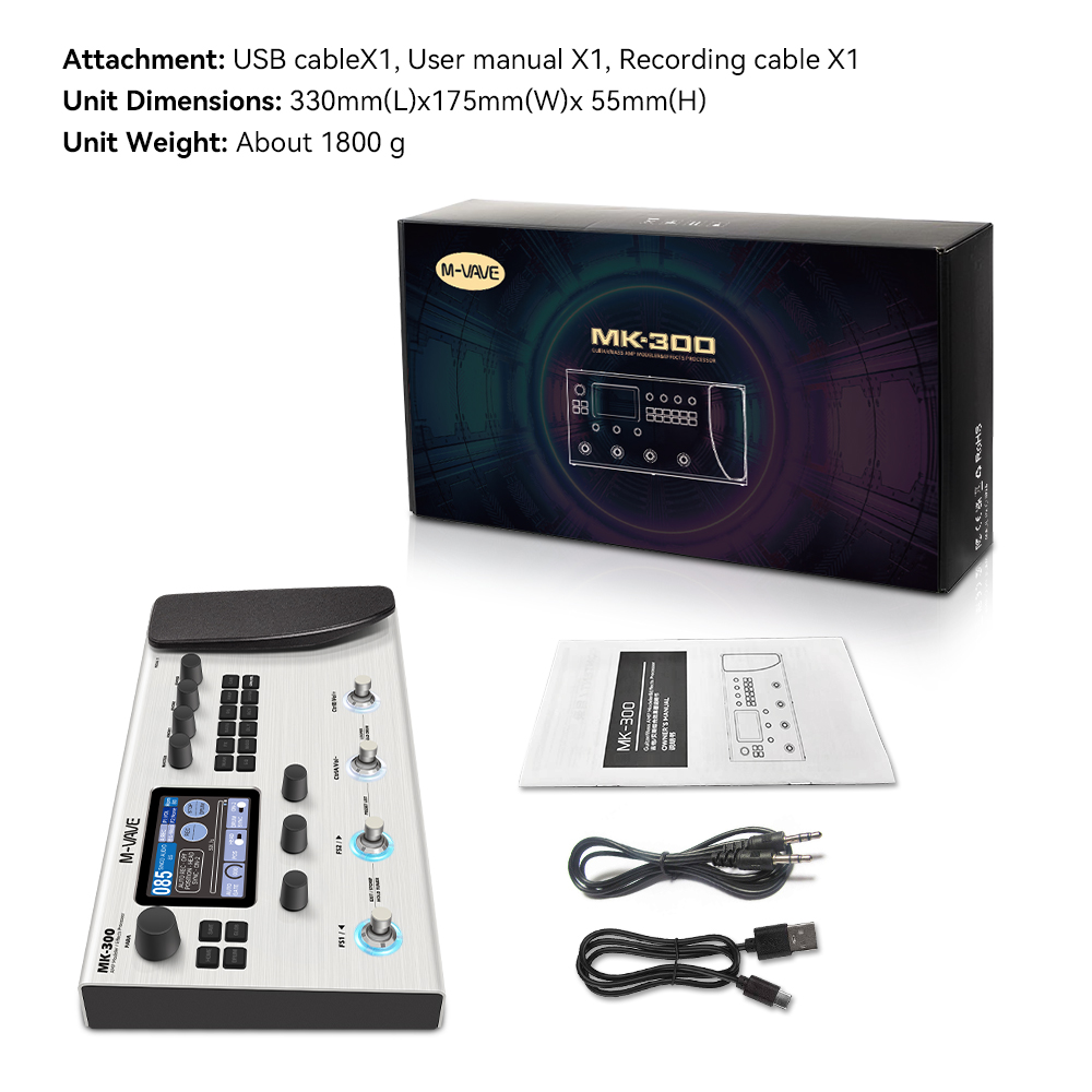 M-VAVE MK300 エレキギター、マルチエフェクトペダル搭載、150秒