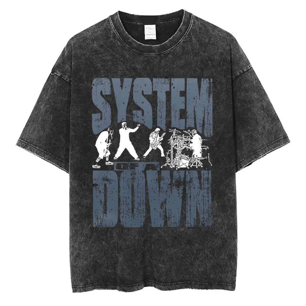 Lavado sistema vintage de um down soad gráfico tshirt masculino