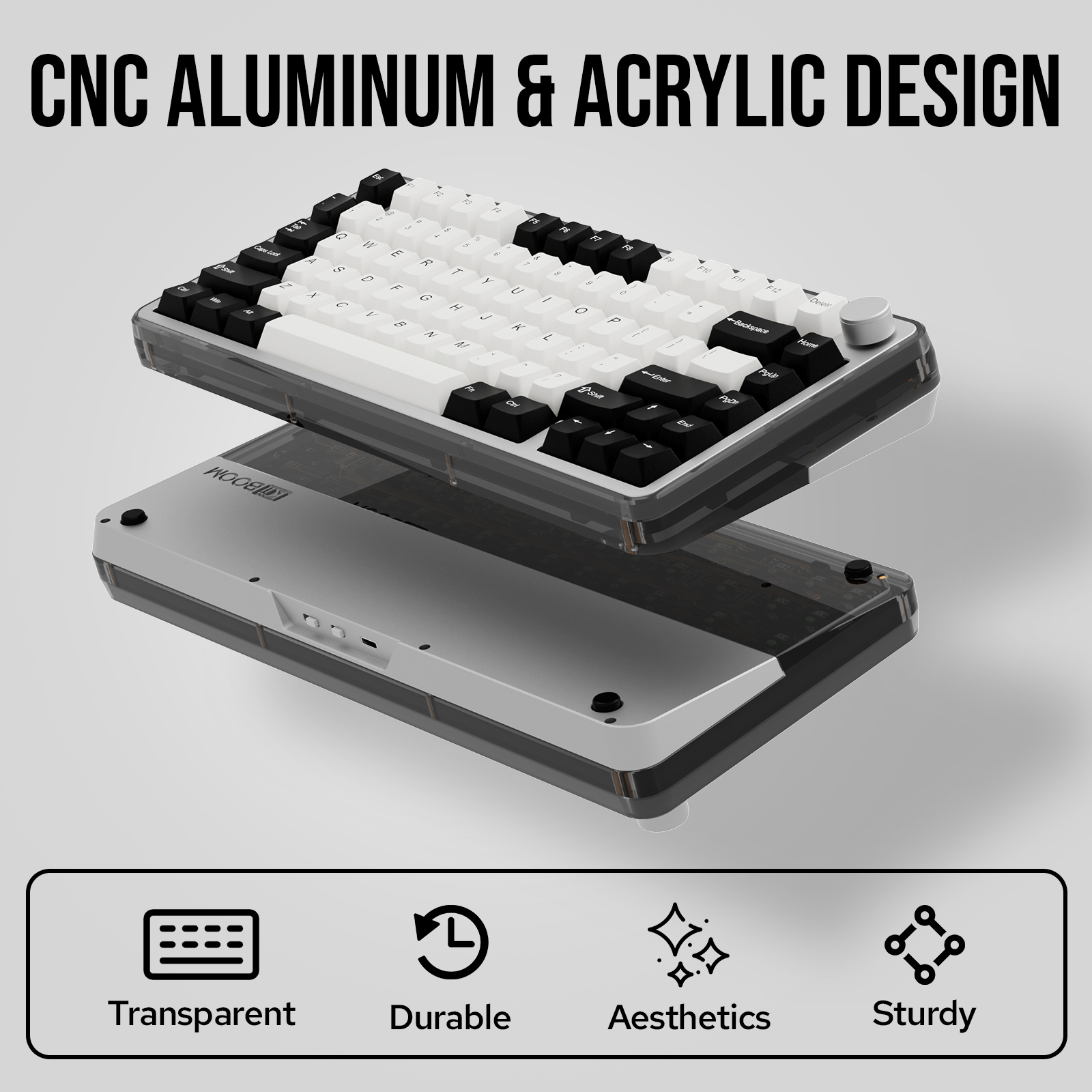 KiiBOOM Breeze 75 75% Aluminium & Acrylic Hot Swappable Wired