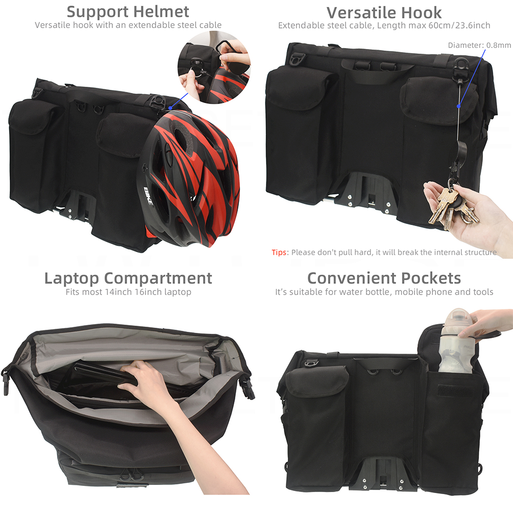 TWTOPSE Bicycle Backpack Borough Roll Top Bag For Brompton Folding