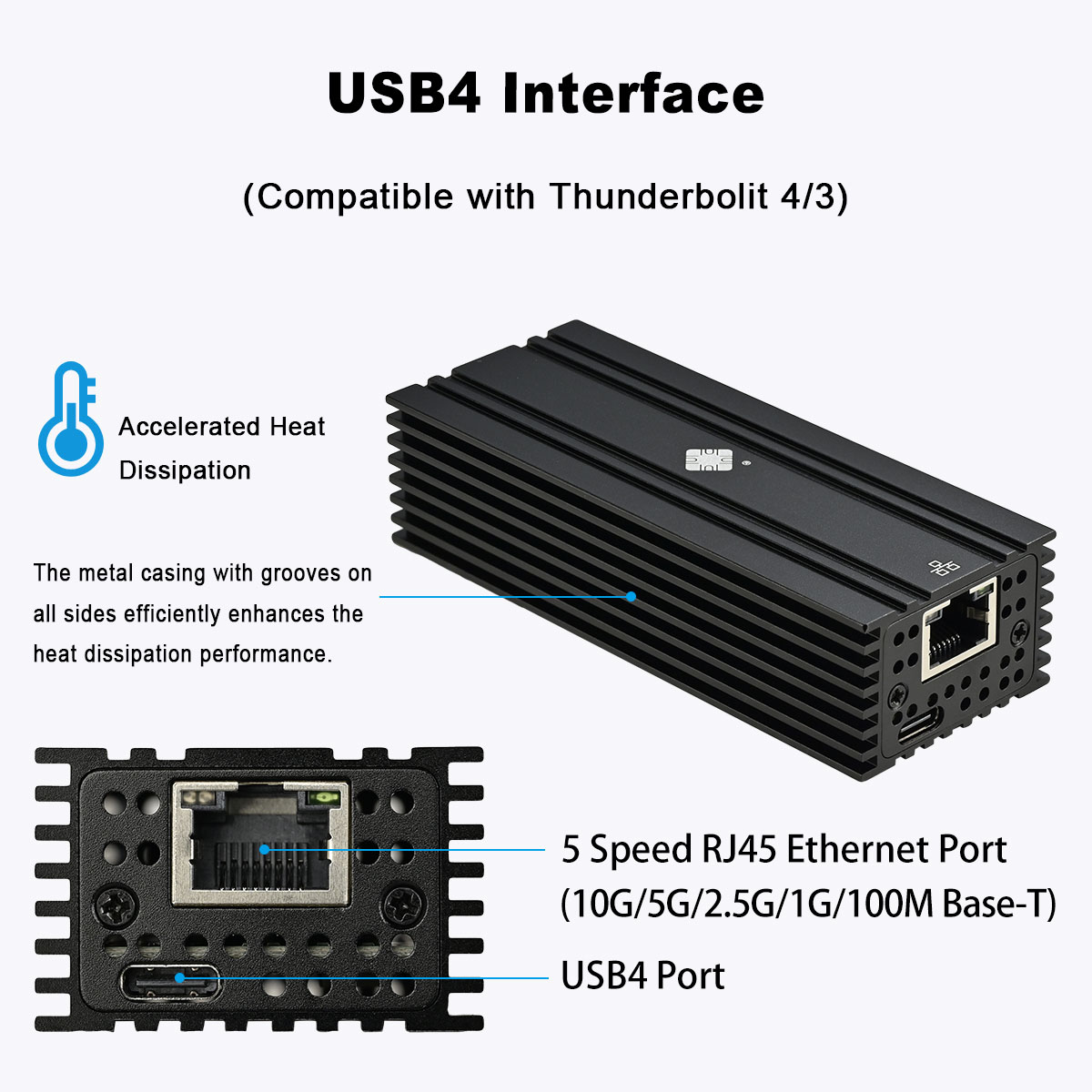 USB4 シングルポート 10G イーサネットアダプター Thunderbolt 3/4