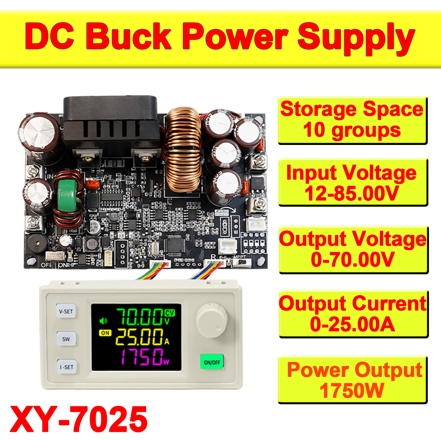 XY7025 70V/25A/1750W CNC Stabilized Voltage Power Supply Buck