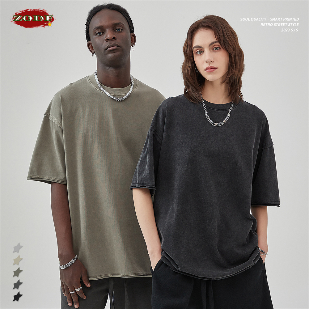 ZODF 2025 High Street Men Batik Washed Solid T Shirts Unisex