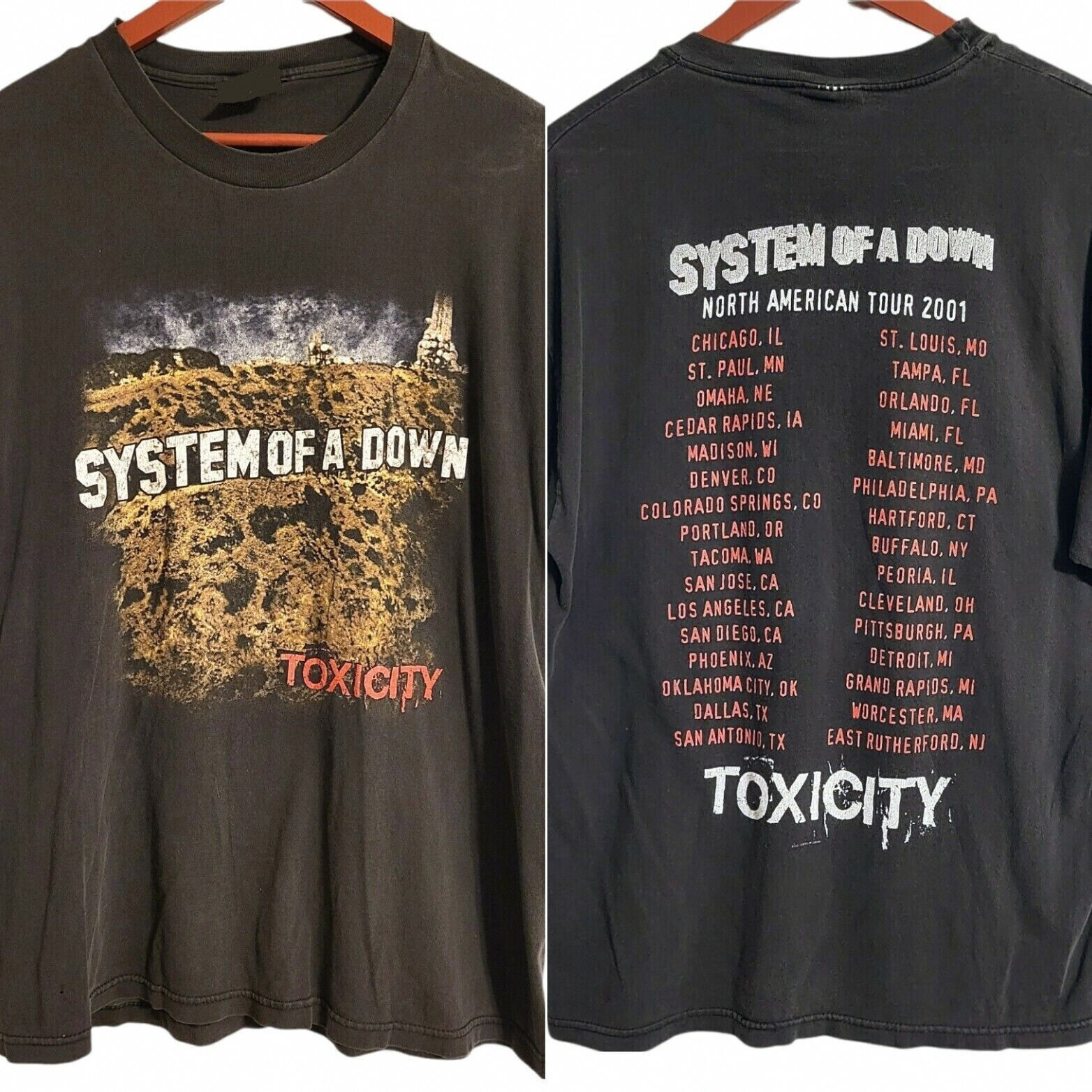 Camiseta Vtg System Of A Down Toxicity Tour unissex S-3Xl Vm4569