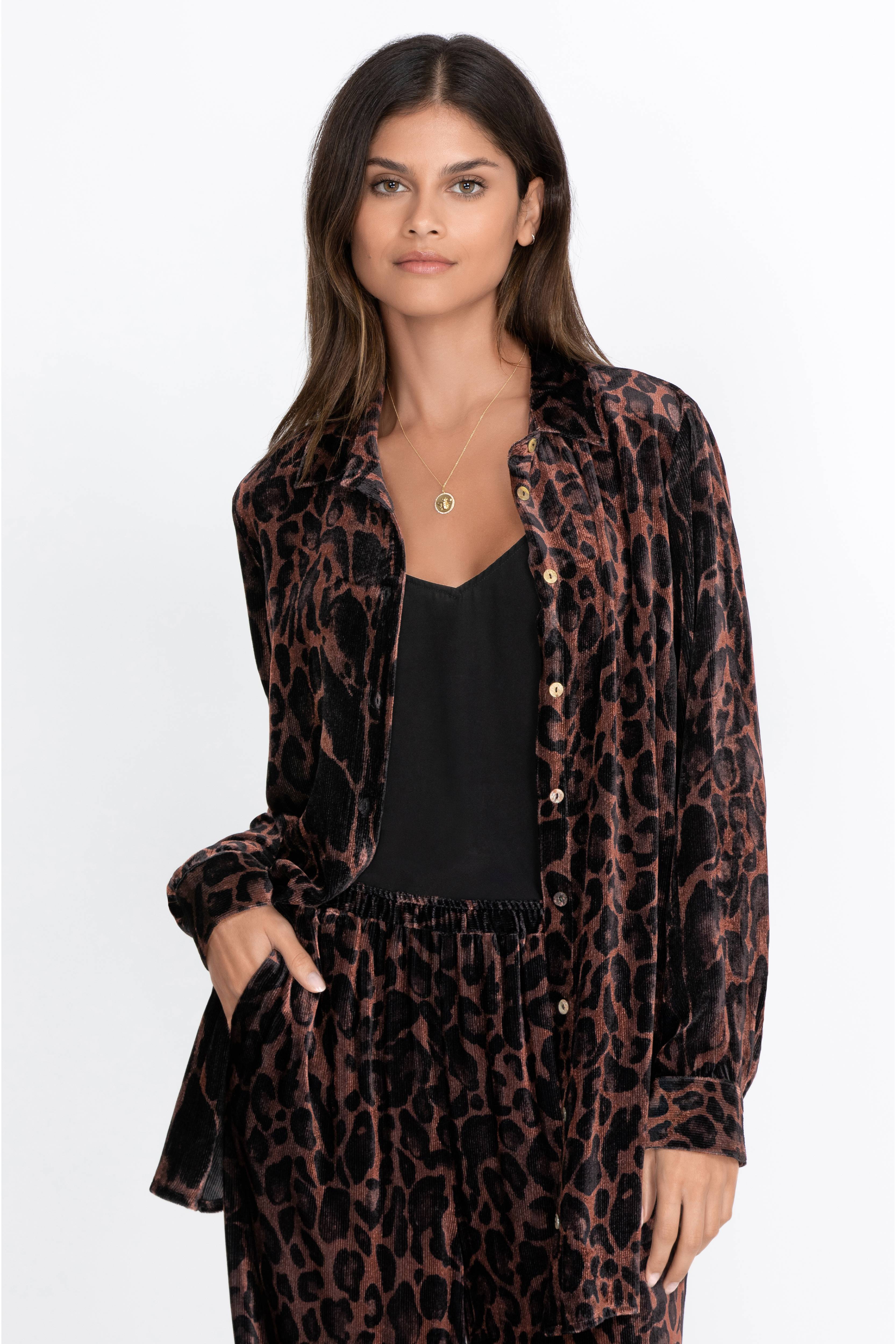Buy Leopard Corduroy Velvet Shirt Tunic | Johnny Was