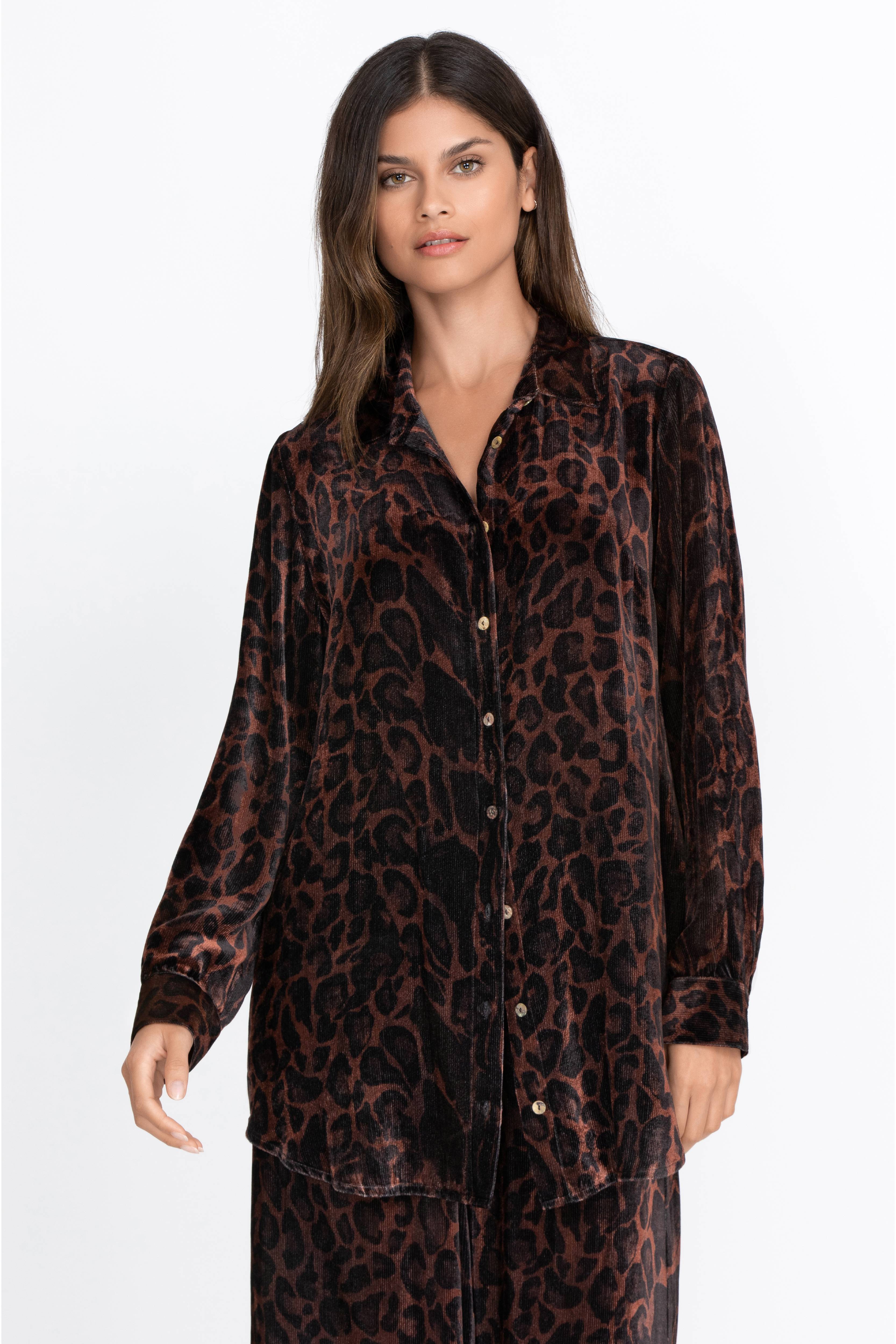 Buy Leopard Corduroy Velvet Shirt Tunic | Johnny Was