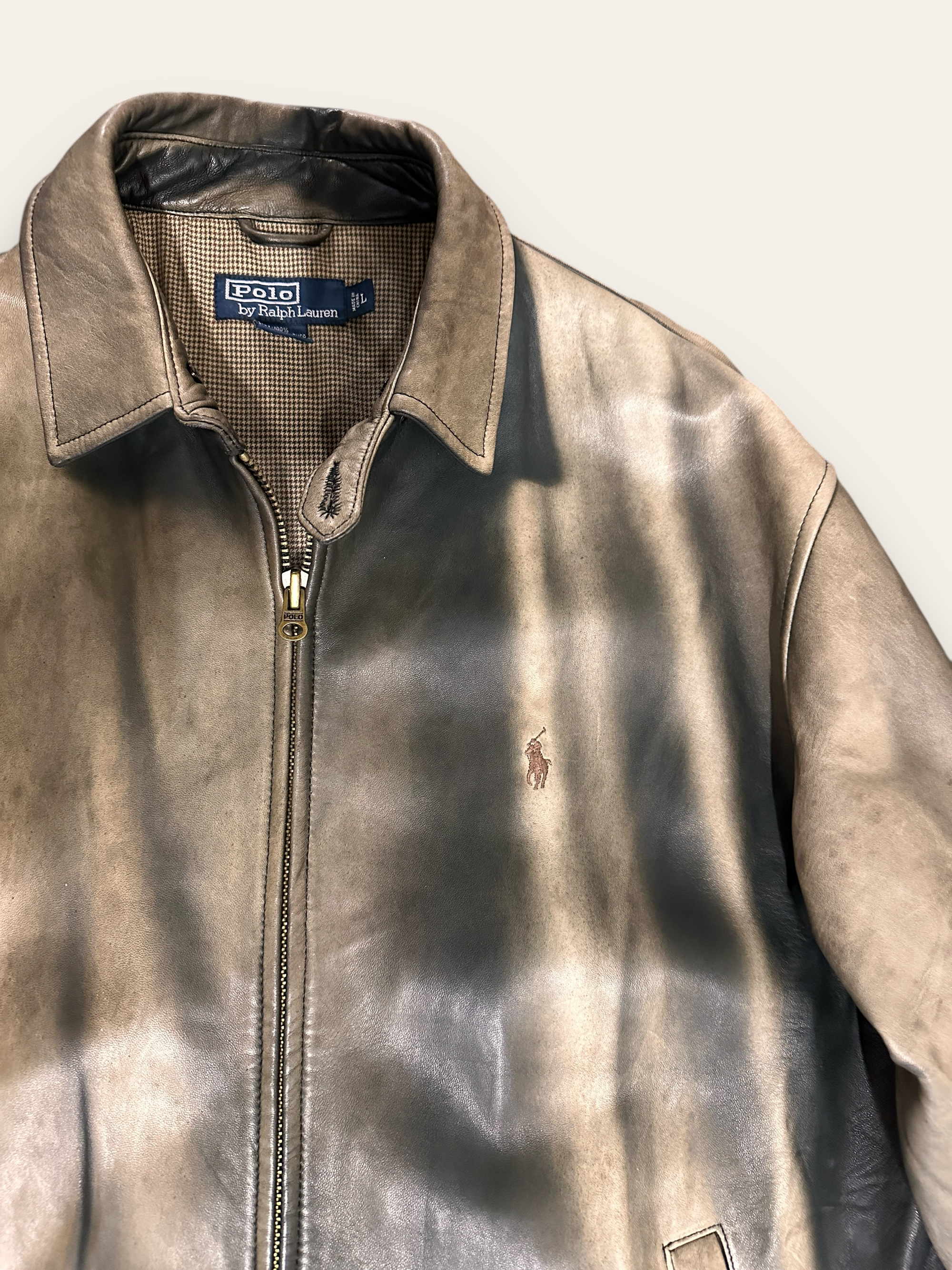 Vintage 1990's Sun Faded Ralph Lauren Polo Leather Jacket