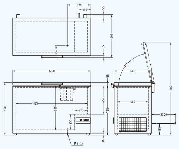 法人様限定】業務用フリーザー(冷凍庫)チェスト型 上開きタイプ VF
