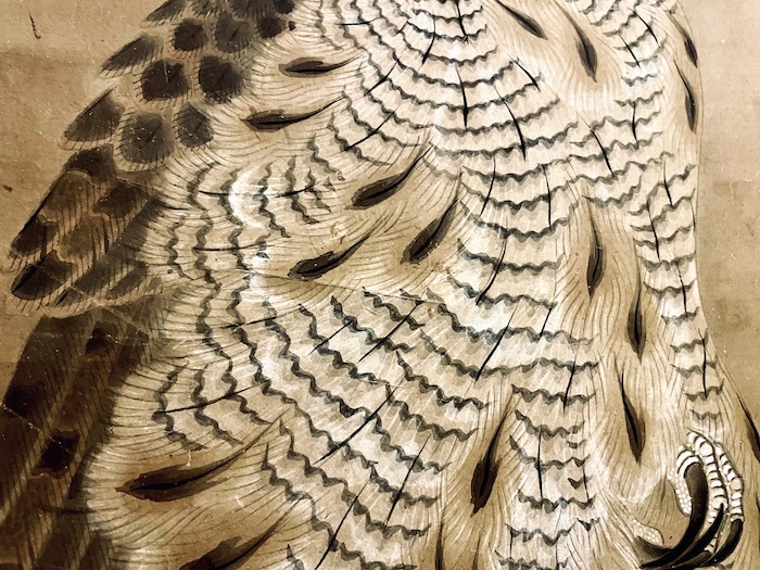 曽我直庵 “架鷹図” 紙本 着色 近藤東来箱書 / Soga Chokuan “Tethered