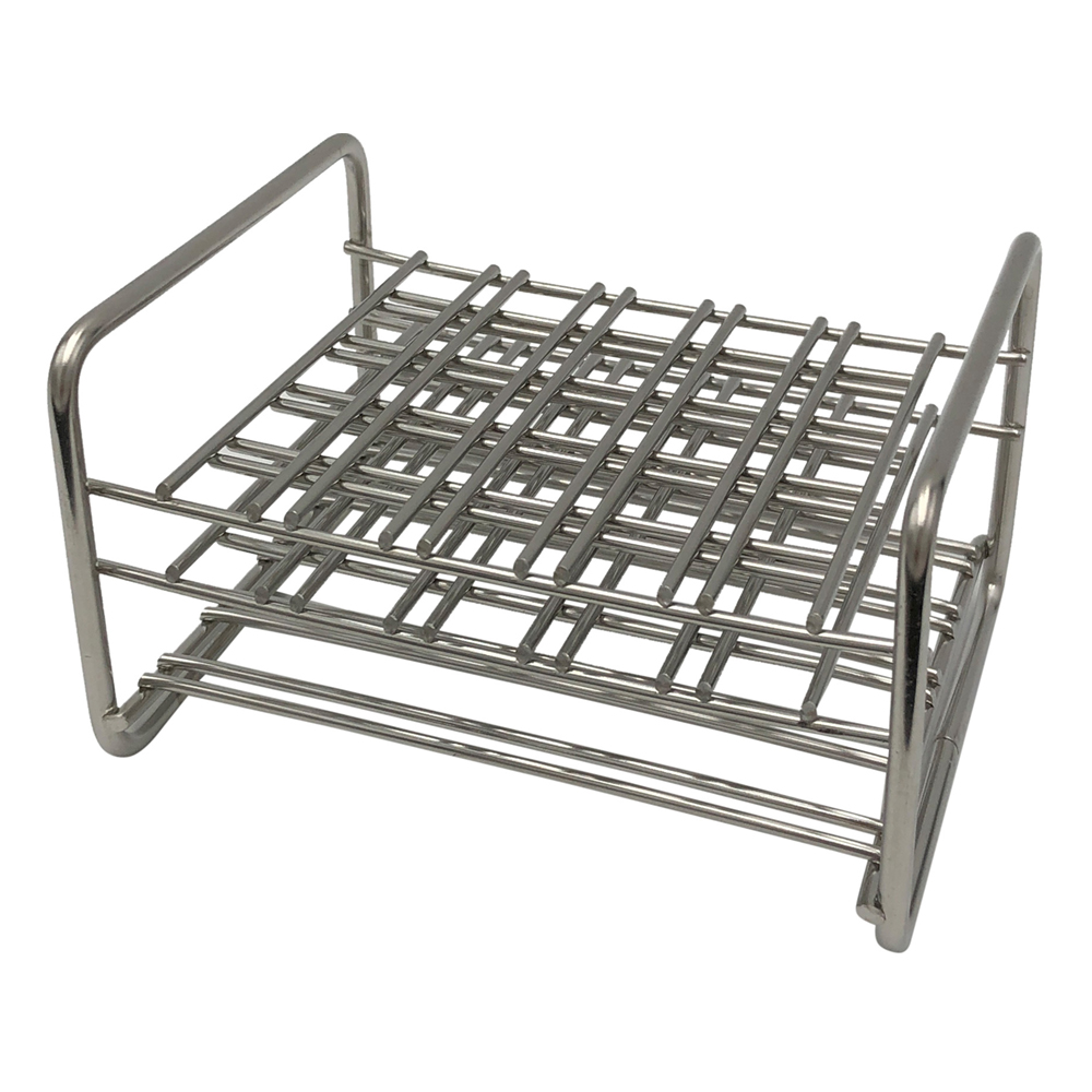 2-9502-01 ステンレス試験管立 配列：5×5 サイズ：□11mm 10‐25M