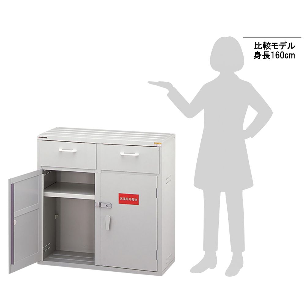 3-070-03 強化塩ビ製薬品庫 下段ユニット・鍵付き 1D型 【AXEL】 アズワン