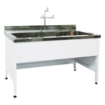 3-4152-02 中央実験台用スチール流し台 奥行600・1槽シンクタイプ