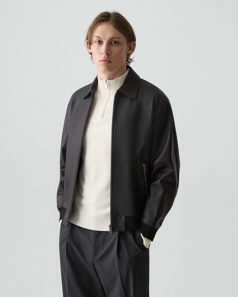 Theory Official Site | Wyatt Zip Jacket in Leather
