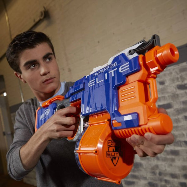 Nerf HyperFire電動エリートブラスター、25ダーツドラムガンおよび