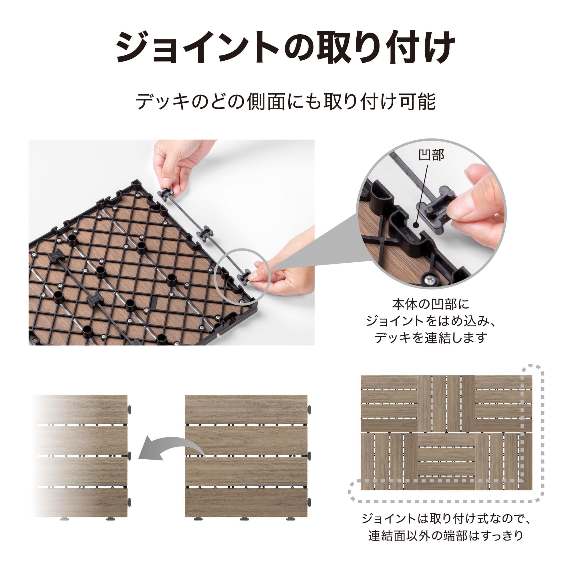 敷くだけデッキ 人工木 ウォールナット /A: デッキ・タイル・人工芝