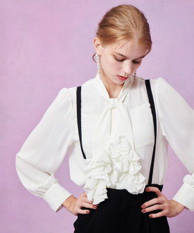 LOULOU WILLOUGHBY】ペタルフリルボウタイブラウス|allureville