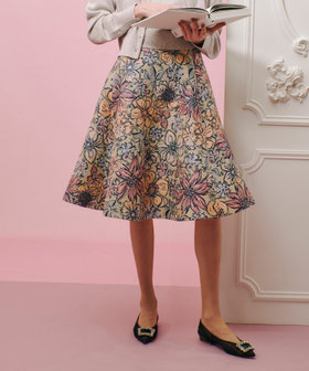 LOULOU WILLOUGHBY】MALHIAフラワージャガードフレアスカート