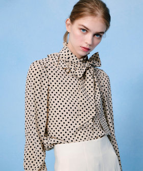 LOULOU WILLOUGHBY】◇デシンドットフリルボウタイブラウス