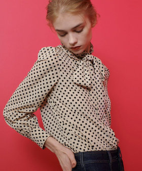 LOULOU WILLOUGHBY】◇デシンドットフリルボウタイブラウス