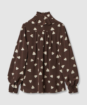 WEB限定【LOULOU WILLOUGHBY】デシンハートプリントボウタイブラウス