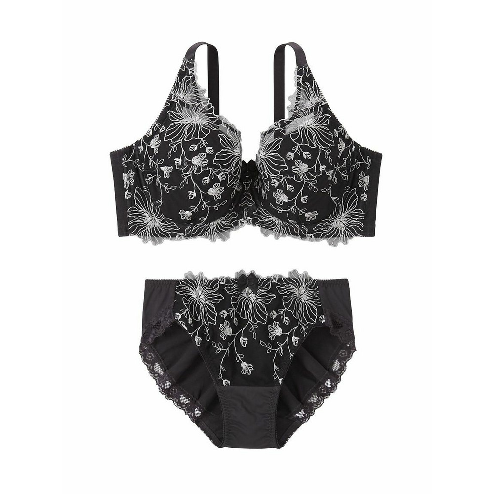 刺しゅうレースフルカップブラジャーショーツセット（オリエンタル