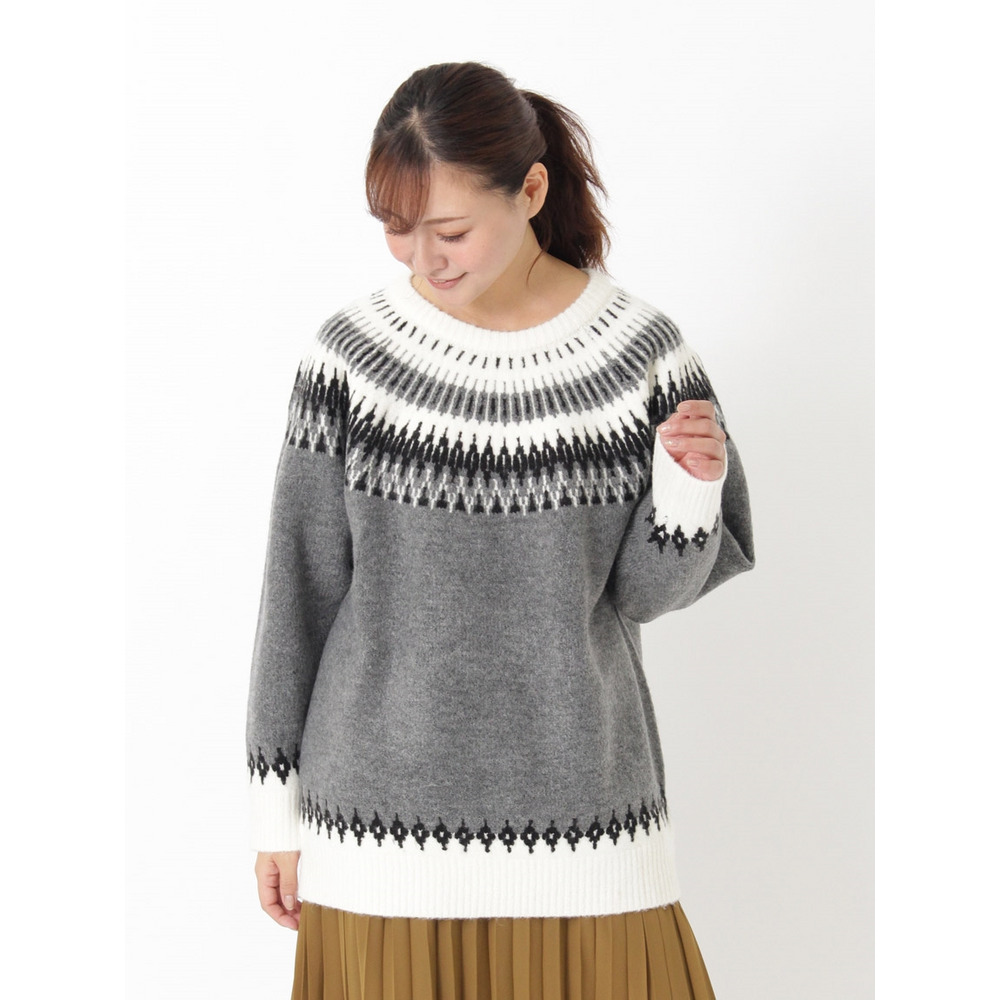 3-8L】ノルディック柄ニット 大きいサイズ レディース 8108