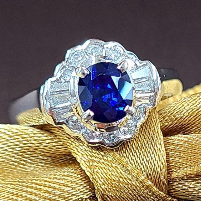 高貴 1ct ロイヤルブルー サファイア ダイヤモンド Pt900 プラチナ