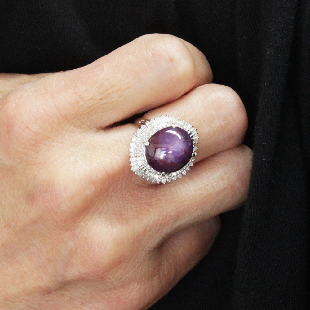 非加熱 大粒 12ct スタールビー ダイヤモンド プラチナ Pt900