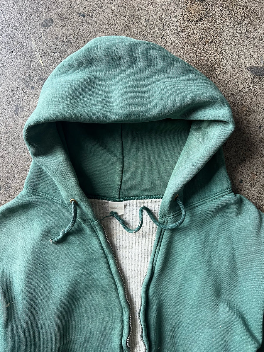 1960s Mayo Spruce Faded Green Thermal Zip Hoodie – Ametora