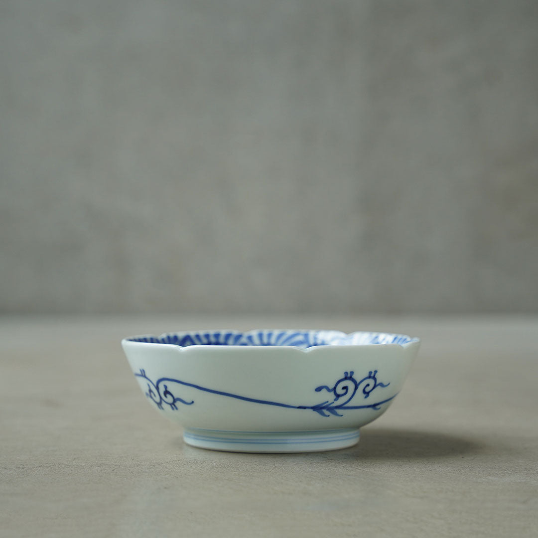 渓山窯 染付蛸唐草松竹梅5寸鉢(なます皿) - アメノイエ