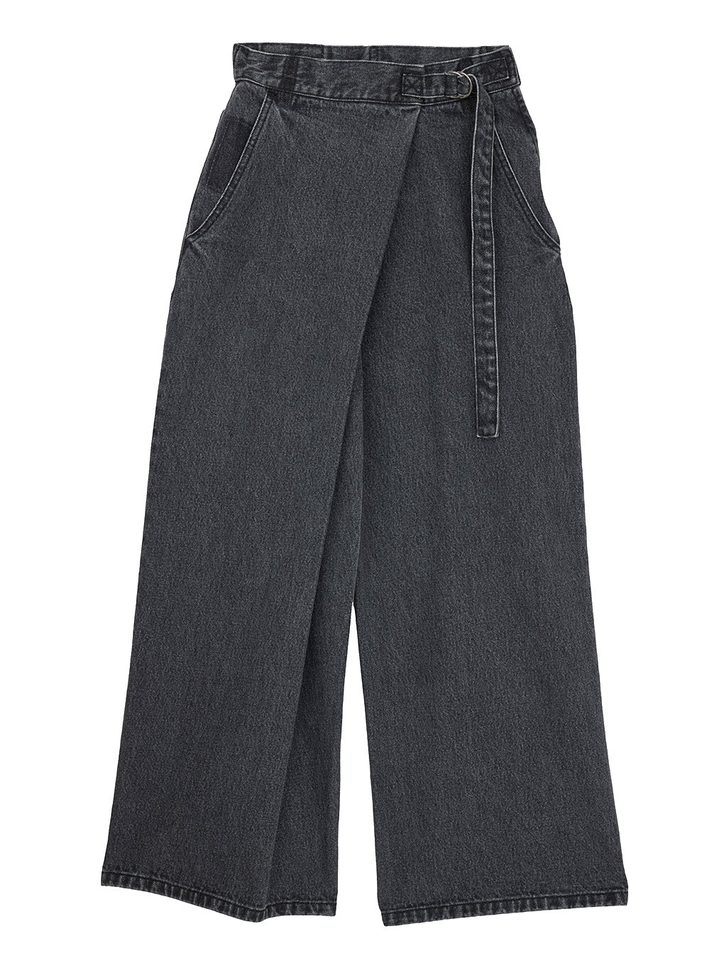 WRAP DENIM WIDE PANTS